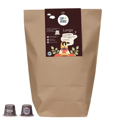 Produktbild von CUP VERDE – 80 Lungo nachhaltige Kaffeekapseln - kompatibel mit Nespresso* - fein aromatisch - fair gehandelt - schonend geröstet