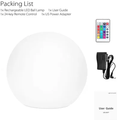 Immagine prodotto di Lampada sferica a LED Vitu da 12 cm, senza fili, per esterni, IP65, con telecomando e 16 colori