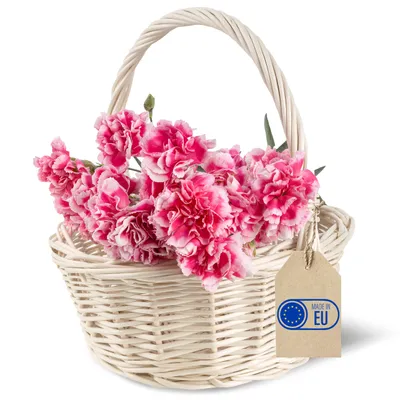Immagine prodotto di Creative Home Bianco Cestino in Vimini Piccolo con Manico | Cesto di Pasqua 22x22x26cm | Intrecciato a Mano | Cestino Regalo Portaoggetti | Pasquale