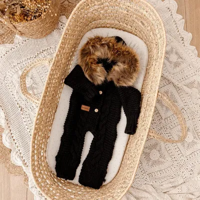 Immagine prodotto di Tutina bebè in lana di alpaca | Nero 56/62