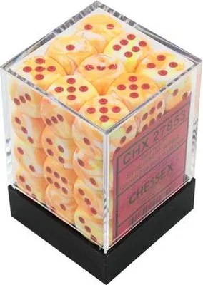 Produktbild von Chessex Festive Sunburst/rot D6 12mm Würfelset (36 Stück)