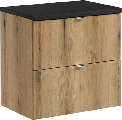 Produktbild von Waschtischunterschrank 60cm, in Eiche und schwarz, NEWPORT-56-OAK
