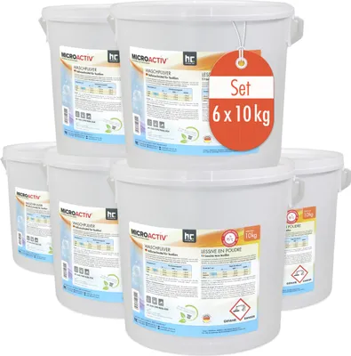 Produktbild von 10 kg Microactiv® Waschpulver Vollwaschmittel für weiße und bunte Wäsche - für Waschtemperaturen bis zu 95 °C
