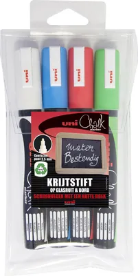 Produktbild von uni-ball Kreidemarker Chalk PWE-5M 4er Etui weiß neon-grün rot hellblau