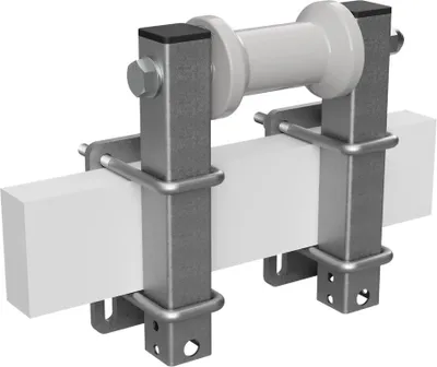 Produktbild von Polyurethan Kielrolle mit Stützen Sliprolle Bootstrailer Sliphilfe Spulenform verzinkt SUPROD, B=125, L=250 mm, grau