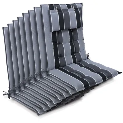 Produktbild von Beautissu 8er Set Sun-HL Hochlehner Auflage 120x50x8cm Anthrazit-Gestreift