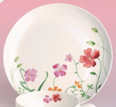 Produktbild von Kuchenteller LOTTA BLUMEN D. 19cm weiß bunt Bone China Porzellan TeaLogic