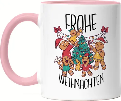 Produktbild von Frohe Weihnachten Tasse rosa Weihnachten Familienzeit Weihnachtsbaum Geschenke Geschenkidee Happy Family