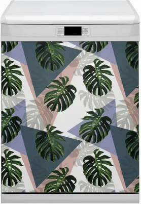 Produktbild von Dekorative Magnetmatte Küche Geschirrspüle 60x80 cm  Magnet für Spülmaschine  - Monstera -Muster