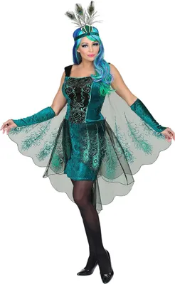 Produktbild von Prachtvolles Pfauenkostüm für Damen Karneval-Verkleidung türkis-schwarz M
