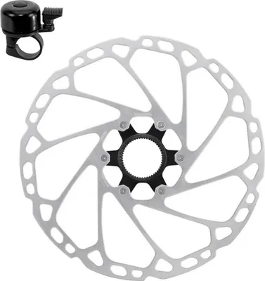 Image de Disque de frein Shimano 203 mm SM-RT64 pour vélo, argent/noir, avec sonnette
