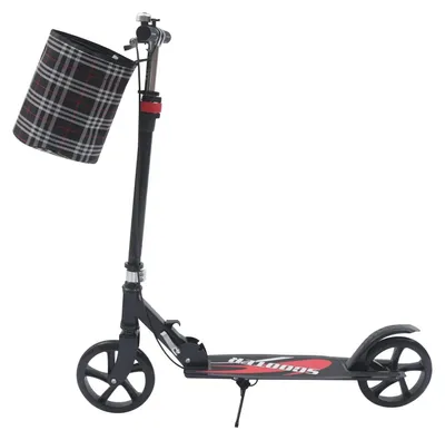 Produktbild von Tretroller für Erwachsene und Jugendliche - Faltbarer City Scooter - Kohlenstoffstahlrahmen - 2 Räder 21 cm Polyurethan- Handbremse höhenverstellbar - Belastbar bis 150 kg - Schwarz