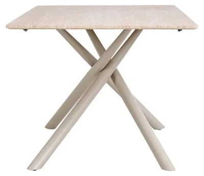 Image de Table rectangulaire - Design minimaliste et moderne - Plateau en MDF avec structure métallique - 180 x 90 cm - Pour 6 personnes - Aspect bois