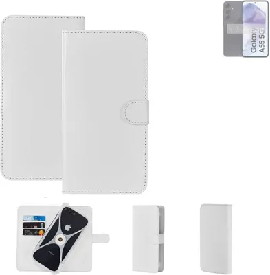 Produktbild von K-S-Trade Handy Hülle Schutz Hülle kompatibel mit Samsung Galaxy A55 5G Cover Case Bookstyle Bumper weiß 1x