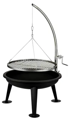 Produktbild von Schwenkgrill Merlin I Premium Feuerschale mit Grillrost und verchromtem Grillrost