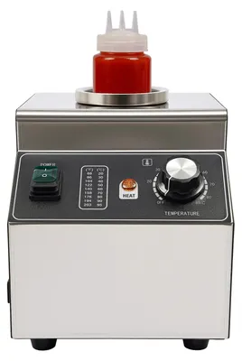 Produktbild von Elektrischer Saucenwärmer - Thekengerät mit 1 Flasche - 680 ml Behälter - Temperatur einstellbar 30–85 °C - Für Soße, Ketchup und Cremes
