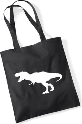 Produktbild von Huuraa Jutebeutel Tyrannosaurus Rex Dinosaurier 10 Liter Black Baumwolle Tasche Geschenkidee