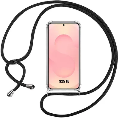 Image de Coque pour Samsung Galaxy S25 FE, Protection Transparente Renforcée Anti-Rayure avec Cordon Noir
