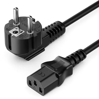 Produktbild von deleyCON 7,5m Kaltgerätekabel C13 Typ F 90° gewinkelt - Schwarz – Größe 7.5 M