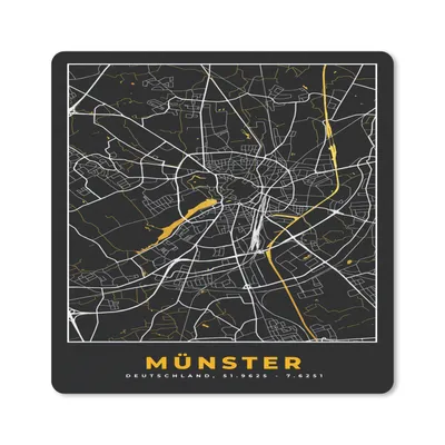 Produktbild von MuchoWow® Mauspad Mousepad Münster - Stadtplan - Karte - Deutschland - Gold 20x20 cm - Mousepads - Maus Mat - Pad - Mausunterlage - Desk Mat - Bureauartikeln