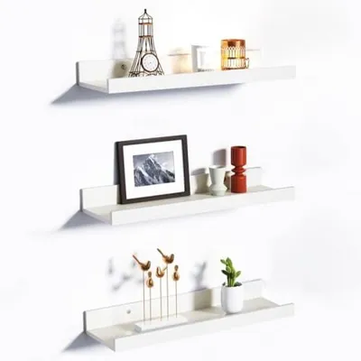 Produktbild von PromoHome® Moderne Schwebende Wandregale Set – 3 Stück Weiße Aufbewahrungsregale, 40x13x4 cm, MDF