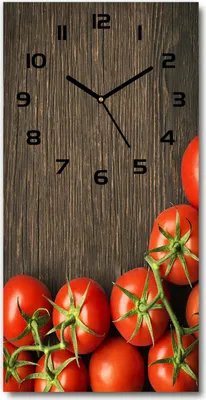 Produktbild von Wanduhr aus Glas – 30x60 cm - Glasbild - Glasuhr - Gehärtetes Glas -Tomaten