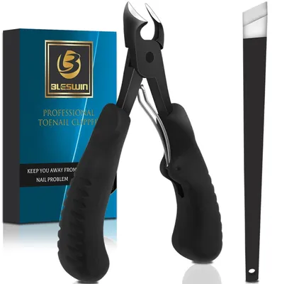 Produktbild von Fußnagelknipser Profi Nagelzange Edelstahl für dicke & eingewachsene Zehennägel Schwarz 1 Stück