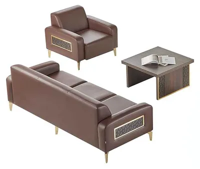 Obrázok produktu pre Arbeitszimmer-Set 3tlg 3-Sitzer Sessel Couchtisch Braun Einfarbig Modern