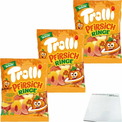 Produktbild von Trolli Pfirsichringe 3er Pack (3x150g Beutel) + usy Bolock