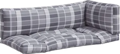 Immagine prodotto di vidaXL Cuscino Pallet 3 pezzi in tessuto a quadri grigio