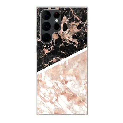 Produktbild von MuchoWow® Handyhülle Schutzhülle Hülle für Samsung Galaxy S22 Ultra Marmor - Rosa - Weiß - Schwarz Silikon Softcase Handy Hülle - Abbildung