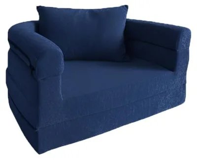 Kinder-Schaumstoffsofa 3-in-1, klappbar, mit Decke & Kissen, marineblau