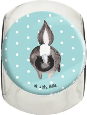 Produktbild von Mr. & Mrs. Panda Lebensmittelbehälter Stinktier Angriff L 870ml - Türkis Pastell - Geschenk, schraubglas, Raubtier, Aufbewahrungsdose, Kaffeedose, Skunk, Wildtier, wütend