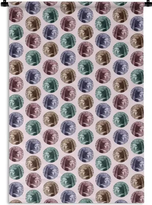 Produktbild von MuchoWow® Wandteppich Wandbehang Mädchen mit Perlenohrring - Muster - Farben 120x180 cm Tapisserie Dekoration Wandtuch - Schlafzimmer - Dekorationen für das Haus