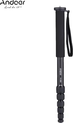 A black monopod is shown against a white background.