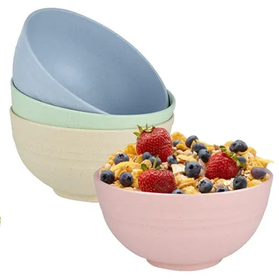 4er-Set Frühstücksschalen, 240 oz, BPA-frei, spülmaschinenfest, rund