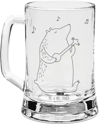 Produktbild von Mr. & Mrs. Panda Seidel Bär Gitarre - Transparent - Geschenk, Krug, Bierhumpen, Gravur Bierkrug, Humpen, Glas, Teddy