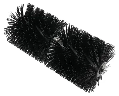 Image de Tête de brosse cylindrique pour tondeuse à gazon/souffleuse à neige - Brosse cylindrique - Nylon - Arbre interne à 9 dents - Alésage 26 mm - 55×25 cm - 5 kg - Noir