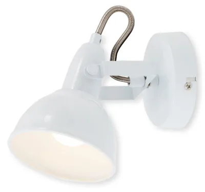 Image de Applique murale Spot pivotant et orientable 1xE14 rétro 40 W Ø10,5 cm blanc Briloner