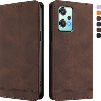 Produktbild von Hülle für OnePlus Nord CE 2 Lite 5G/Nord 2 Lite, Retro Kunstleder Ständer Klapphülle mit Kartenfächer und Magnetische Braun