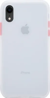 The back of a white iPhone case with pink accents on the sides.