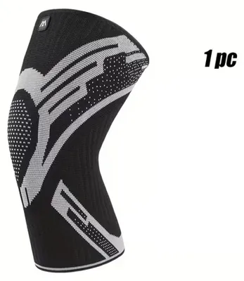 Image de Genouillère - Soutien compressif - Élastique - Respirant - Tricoté - 100 % polyester - Taille L - Noir