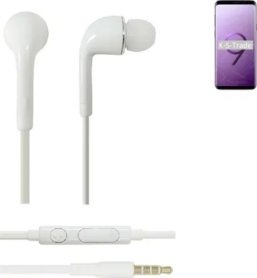 Produktbild von K-S-Trade Kopfhörer Headset kompatibel mit Samsung Galaxy S9 Exynos mit Mikrofon u Lautstärkeregler weiß 3,5mm Klinke Kabel Headphones Ohrstöpsel