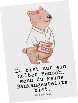 Produktbild von Mr. & Mrs. Panda Postkarte Bankangestellte Herz - Weiß - Geschenk, Ansichtskarte, Postkarten, Grußkarte, Lustig, Beruf, einzelkarte, Witzig, Spruch, Ansichtskarten