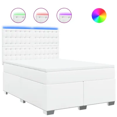 Produktbild von Boxspringbett mit Matratze Weiß 160x200 cm Kunstleder