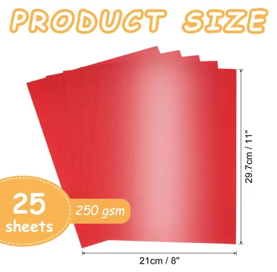 Image de 25 Feuilles Papier CartonnšŠ Chatoyant, 8" X 11" Feuilles Papier Chatoyant Rouge Vif, Papier CartonnšŠ MšŠtallique Pour Fournitures Artistiques, Travaux Manuels, Loisirs CršŠatifs