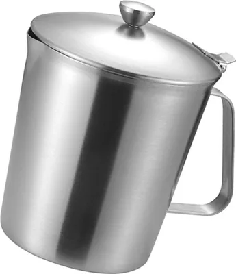 Image de Tasse à mesurer en acier inoxydable à usages multiples Pichet à mousse de lait avec couvercle à poignée pour Latte Art Coffee Bar 500ml