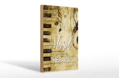 Produktbild von Holzschild Retro 20x30cm Musik ist meine Therapie Schild