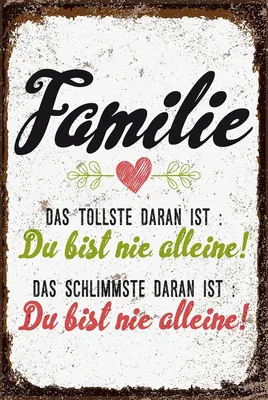 Produktbild von vianmo Holzschild 18x12 cm Familie Du bist nie alleine