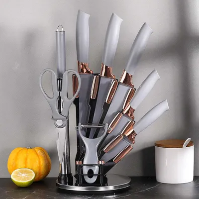 Produktbild von 9-tlg. Premium Küchenmesser-Set – Grau